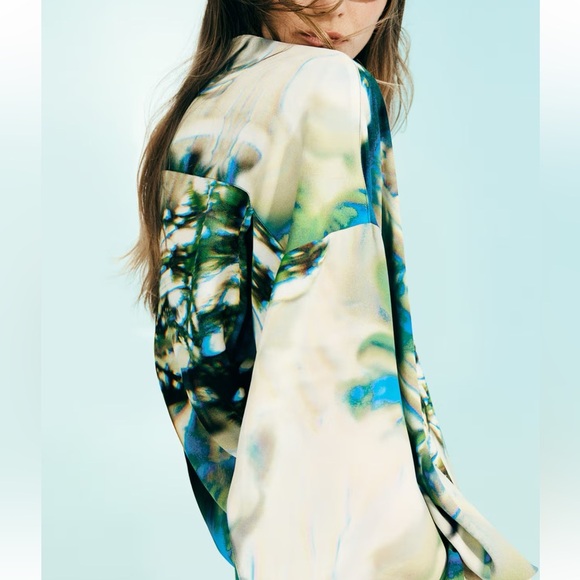 H&M Studio Abstract-Patterned Chiffon Shirt - Picture 4 of 6